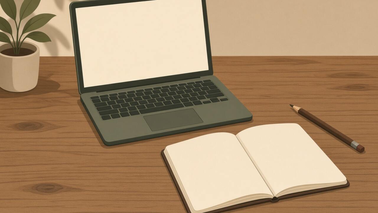 Example illustration of a laptop on a desk. It is not a client website.